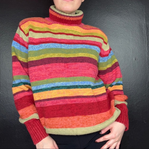 Y2K rainbow stripped turtle neck ☄️ - Picture 3 of 4